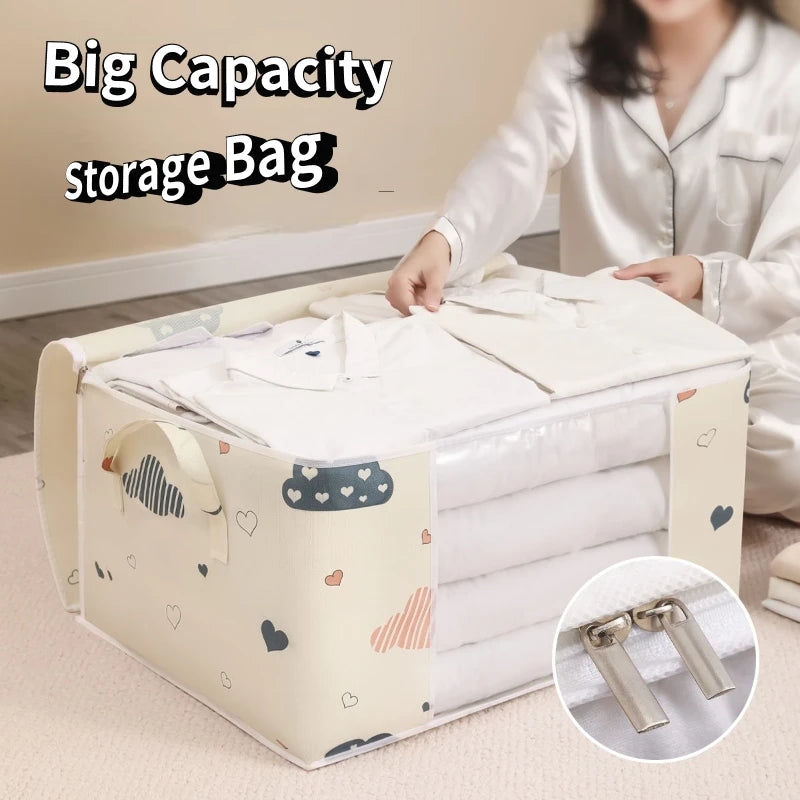 Quilt Clothes Storage Bag Big Capacity Duvet Blanket Sorting Bags Dustproof Closet Under-Bed Storage Moisture Proof Organizer