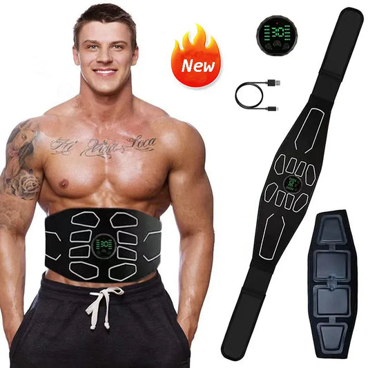 New USB Muscle Stimulator Belt ABS Trainer Belts EMS Abdominal Waist Belly Workout Massager Electric Home Gym Fitness Equiment