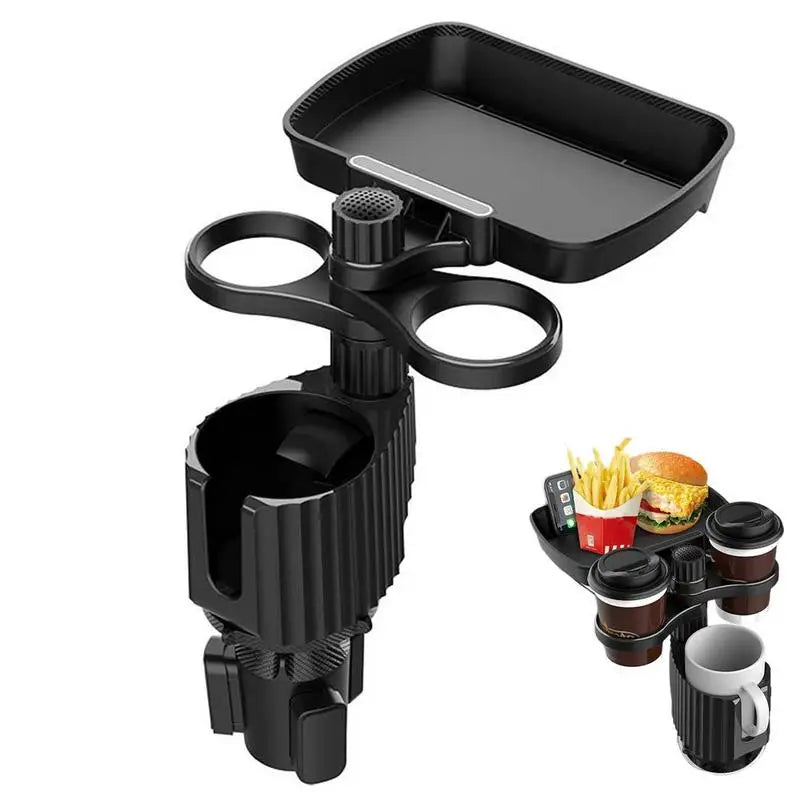 Car Cup Holder With Tray 360 Degree Rotation Automotive Cup Attachable Food Tray Organized Drink Holder For Car Accesssories