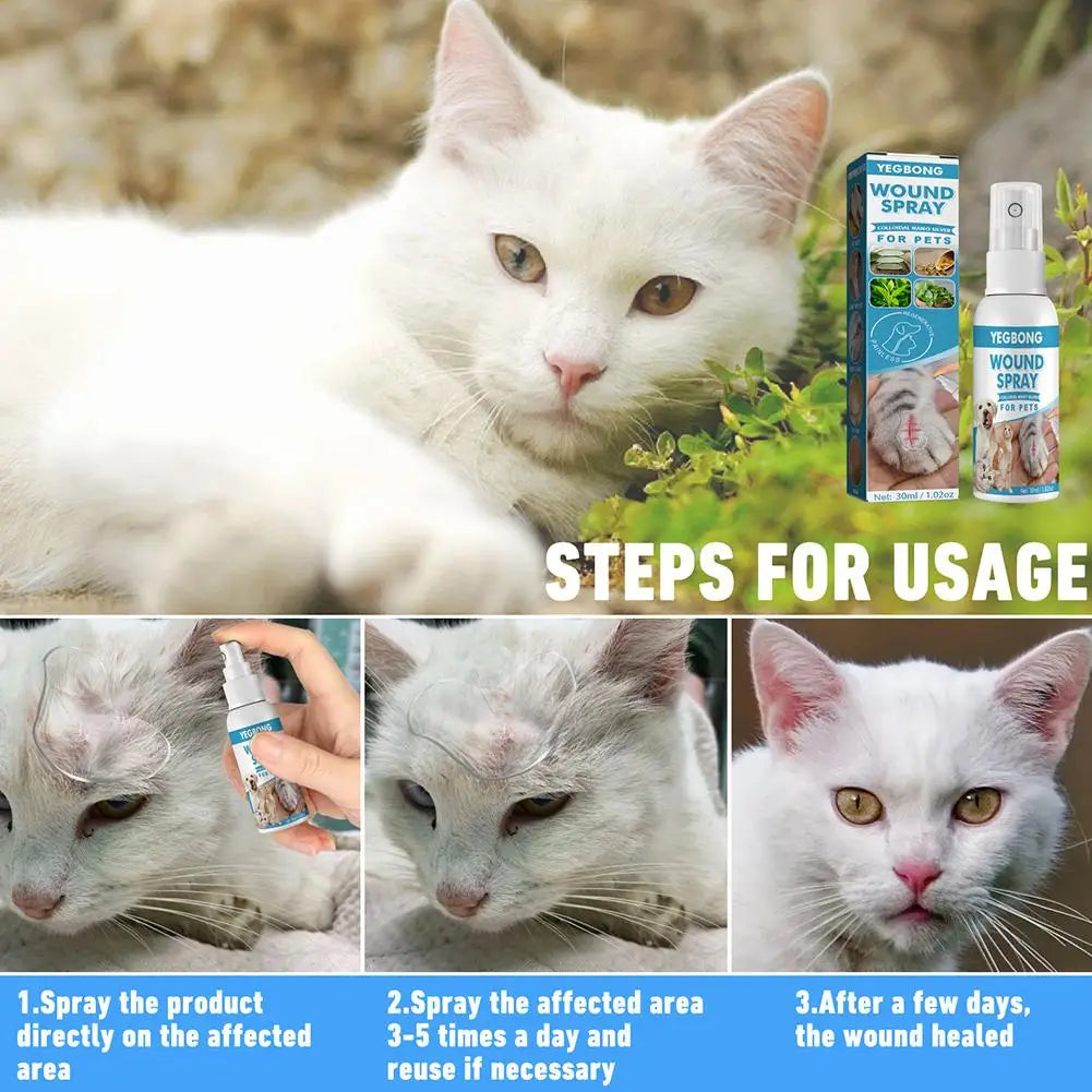 30ml Pet Wound Spray Itch Relief Dog Cat Skin Healthy Care Spray Skin Care Treatment Products For Itchy And Sensitive Skin A7N2