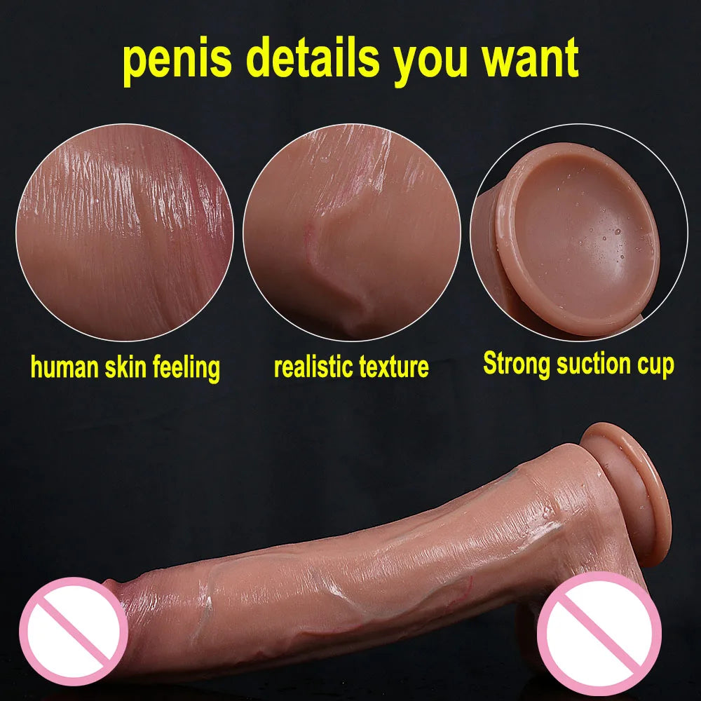 Soft Sexy Huge Dildo Skin Feeling Realistic Penis Sex Toys for Women Big Dicks Double Layersilicong  Suction Cup Anal stimulator