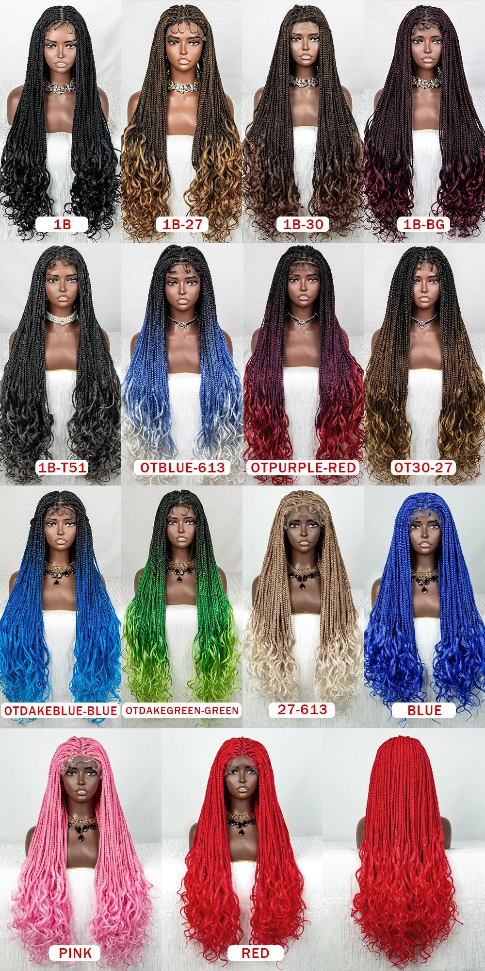 36 Inches Braided Wigs Synthetic Lace Front Wigs with Baby Hair Braided Wigs with Water Wave for Black Women Long Braided Wig