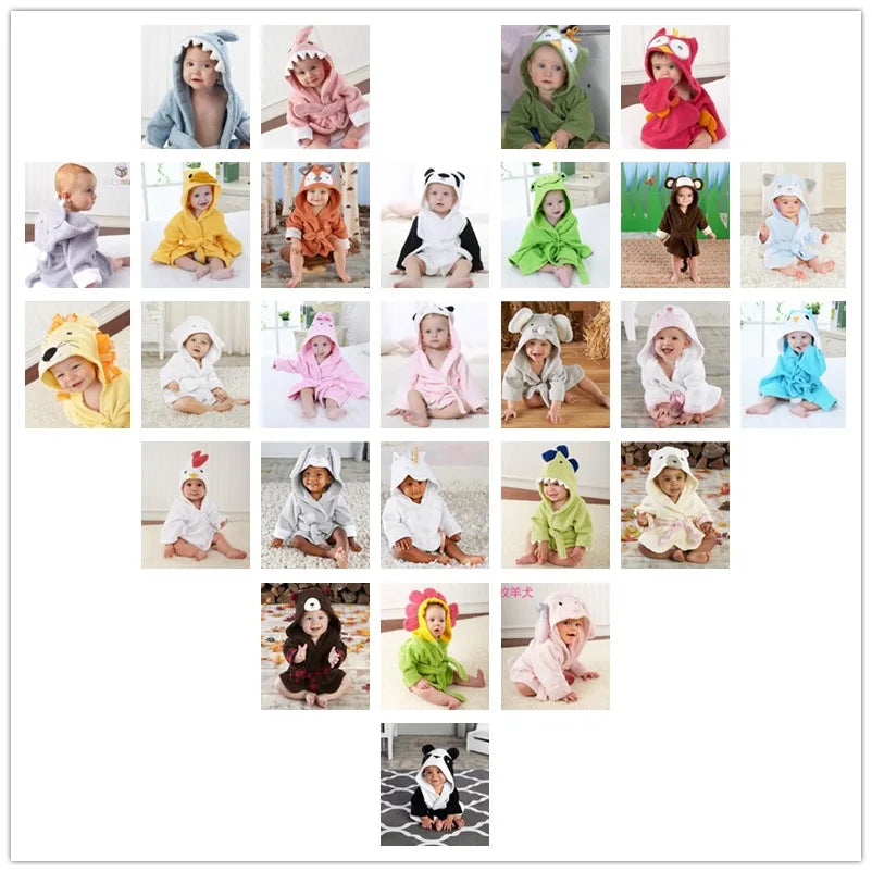 2-6 year Baby Robe Cartoon Hoodies Girl Boys Sleepwear Good Quality Bath Towels Kids Soft Bathrobe Pajamas Children's Clothing