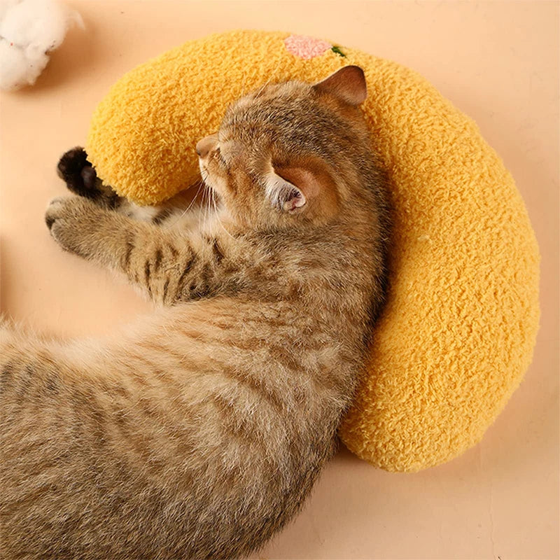 Pet Sleeping Pillow Ultra Soft Fluffy Dog Cat Fashion Cute U-shaped Pillow Calming Deep Sleep Toy Headrest Small Animals Supplie