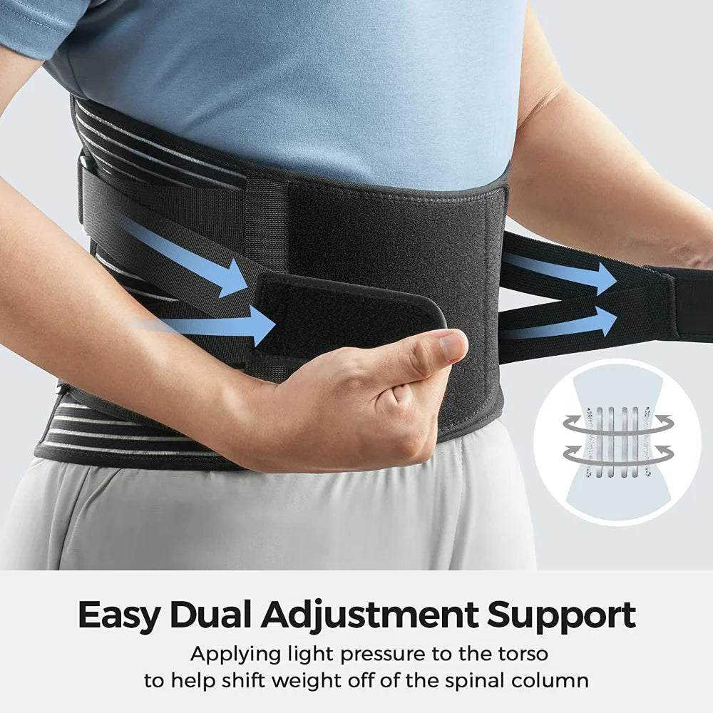 Breathable Waist Braces Back Support Belt Anti-skid Lumbar Support Belt with 16-hole Mesh for Lower Back Pain Relief