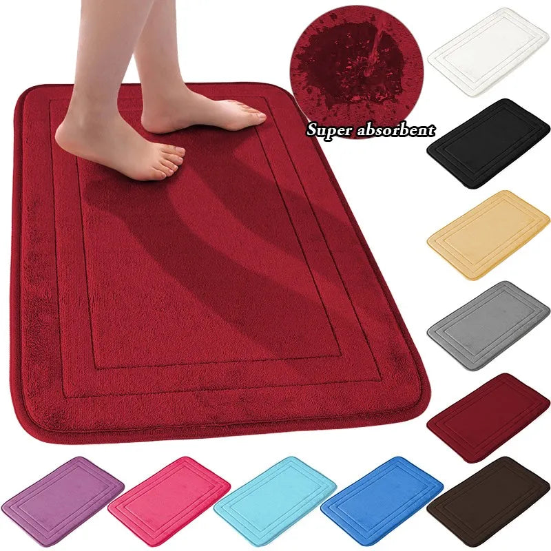 1pc Bathroom Mat Floor Mats Non Slip Carpet Shower Room Doormat Soft and Comfortable Absorbent Machine Washable Easier To Dry