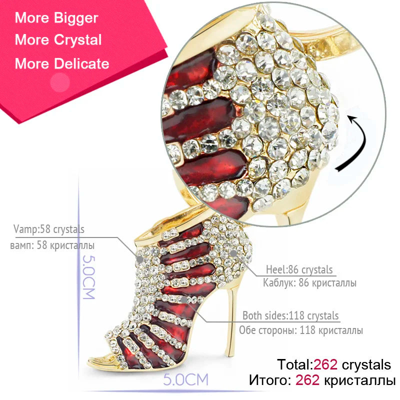 Charm High heel Shoes Keyrings Keychains Exquisite Crystal Trendy Purse Bag Buckle Pendant For Car key chains Jewelry K220