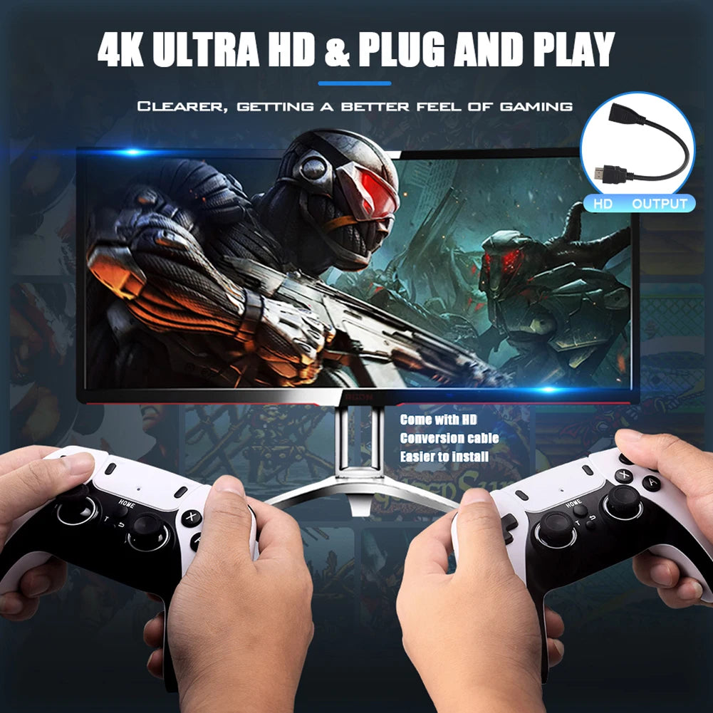 M8/M8 PLUS Video Game Console 4K HD 2.4G Wireless Controller TV Game Stick 20000+Games Retro Handheld Game Player For PS1/FC/GBA