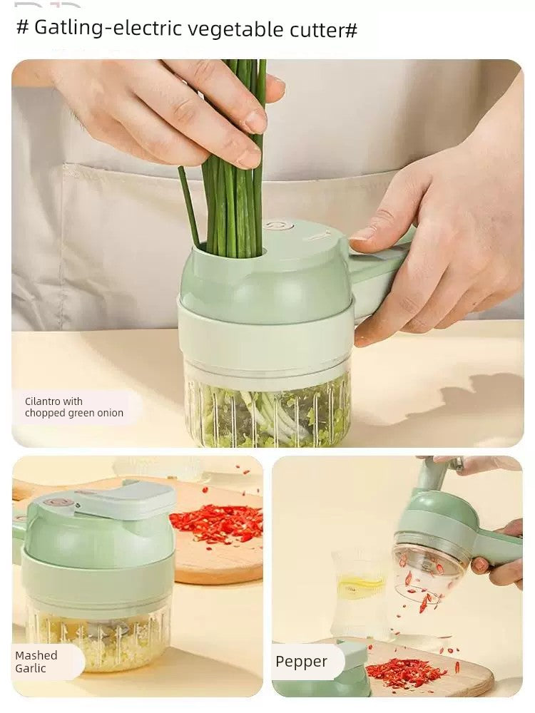 Handheld Side Dish Cooking Machine Chopping Pepper Circle Chopped Green Onion Chopper Cut Ginger Powder Garlic Slice Vegetable Cutter Electric Garlic Grinder