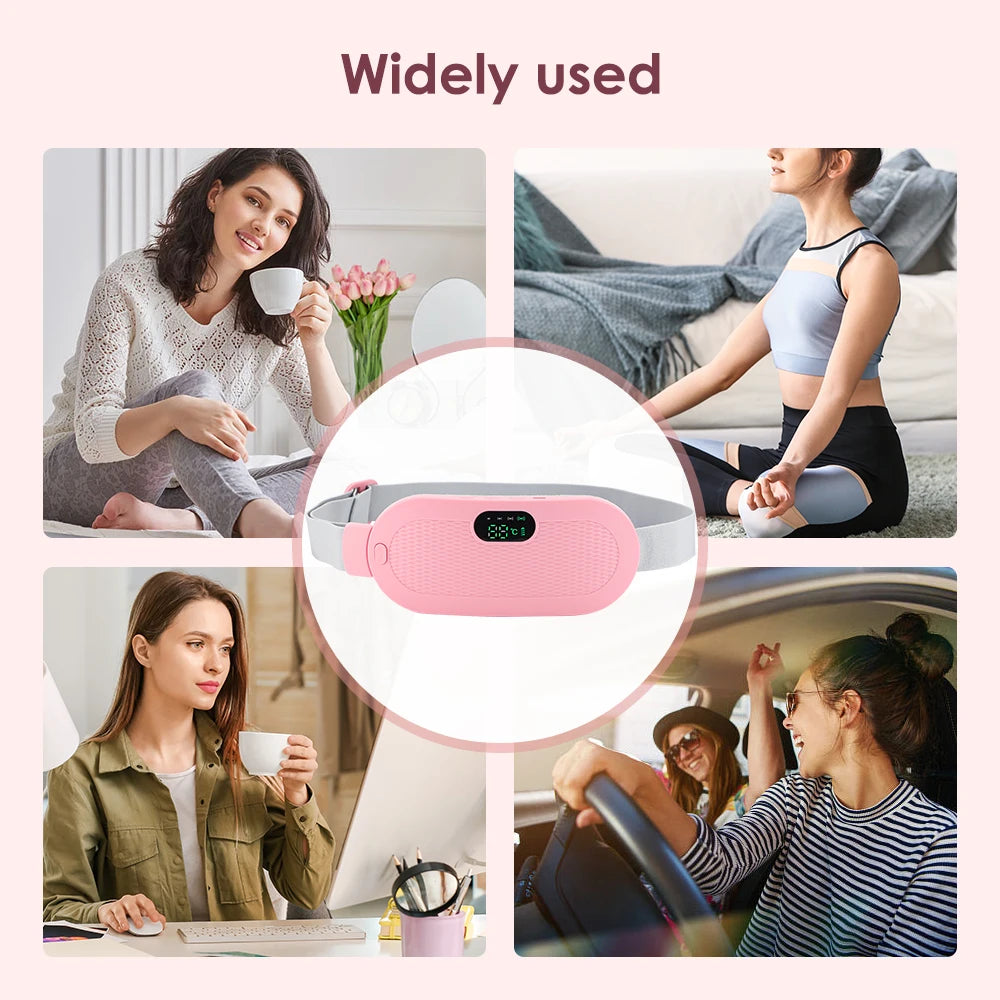 Menstrual Heating Pad Abdominal Massager Smart Warm Palace Belt Waist Vibration Massage Device for Cramps Period Pain Relief