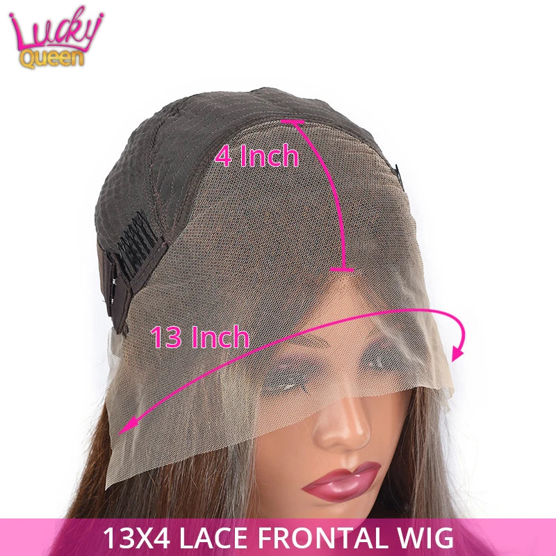 Highlight Pink Brown Colored 5X5 Lace Closure Wig Pre Plucked 100% Human Hair Wig for Women Transparent Lace 13X4 Frontal Wig