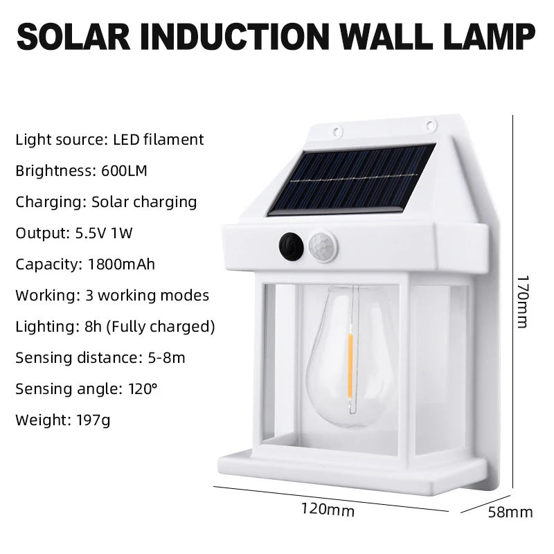 Outdoor Waterproof Solar Wall Light Motion Sensor Porch Lights Auto Sensing Light Control Solar Lamp for Garden Door Lighting