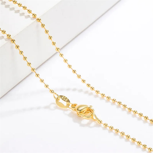 New Necklace 18k Gold Necklace Light Bead Gold Chain Women's Jewelry Necklace Wedding Party Gift Jewelry Lobster Clasp