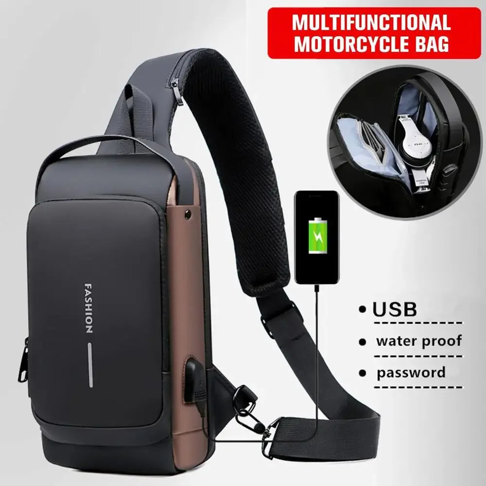 Men Anti Theft Chest Bag Shoulder Bags USB Charging Crossbody Package School Short Trip Messengers Bags Men's Oxford Sling Pack