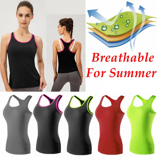 Women Casual Sport Yoga Vest Quick Dry Sports Running T-shirt Training Workout Yoga T-Shirt Running Gym Sports T-shirt Sleeveles