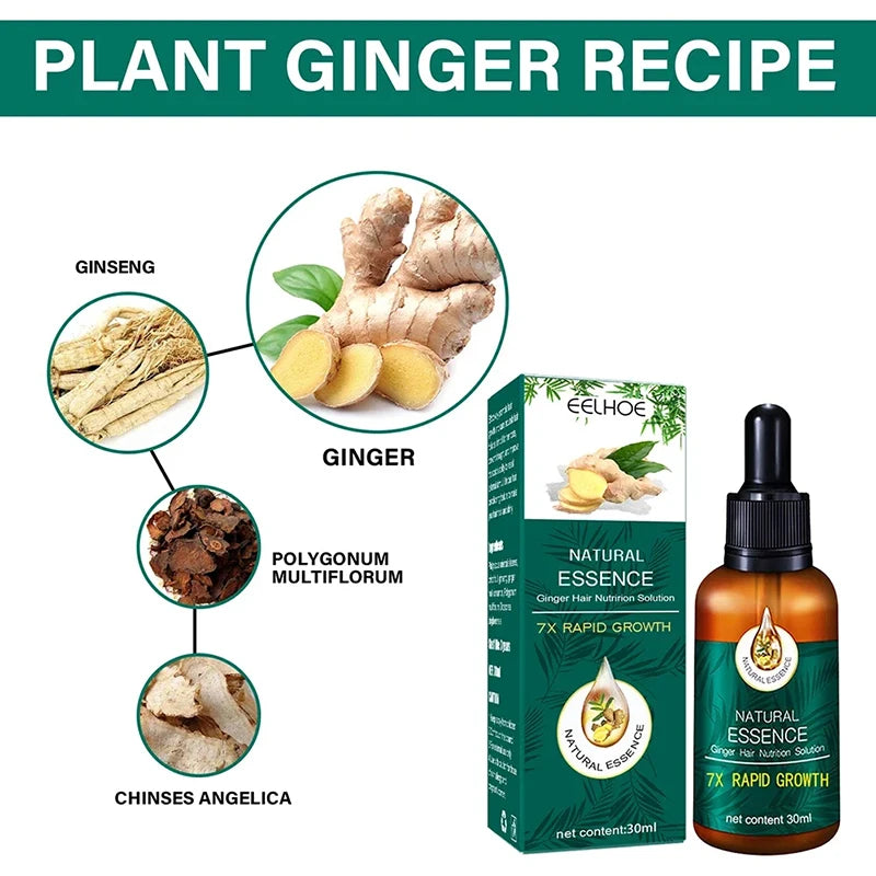 Hair Fast Growth Hair Care Essential Oil Natural Ginger Hair Regrowth Products Serum Hair Care Anti Hair Loss Series 2024