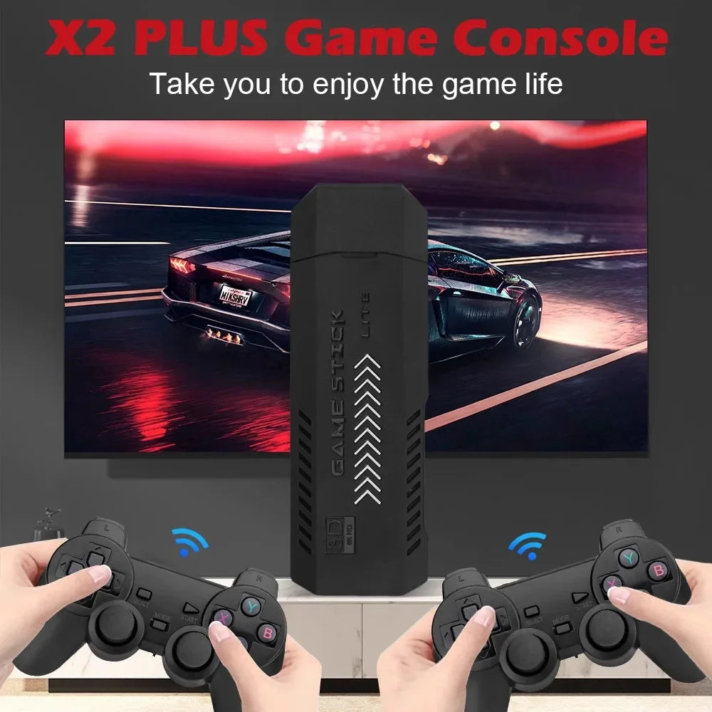 X2 Plus GD10 Pro 4K Game Stick 3D HD Retro Video Game Console Wireless Controller TV 50 Emulator For PS1/N64/DC 256G 128G 64G