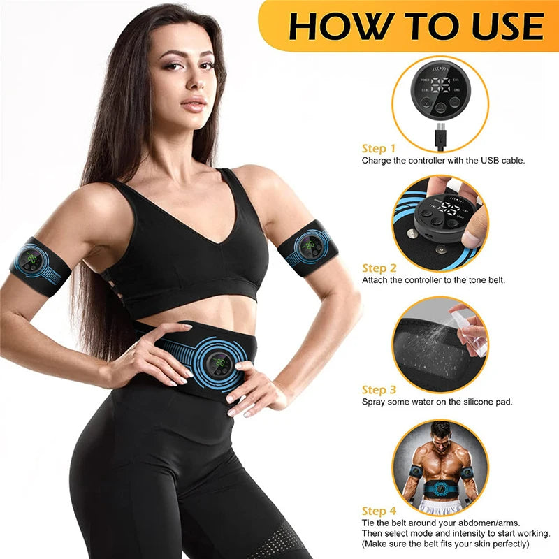 EMS Muscle Stimulation Belt Electric ABS Stimulator Trainer EMS Abdominal Exerciser Toning Belts Arm Leg Back Fitness Massager