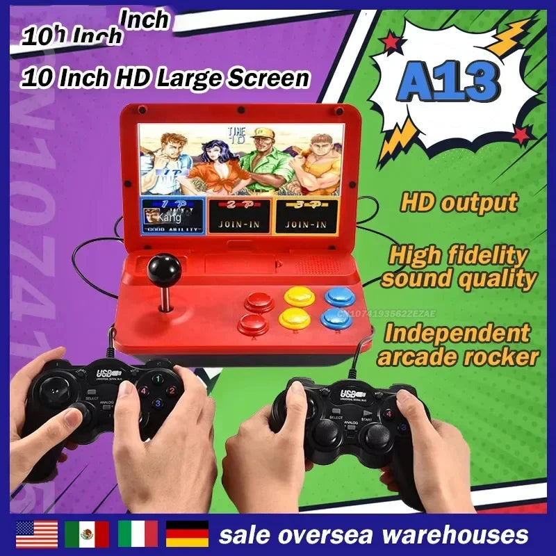 10 Inch  Foldable Video Game Joystick Flip Folding  Large Screen Game Console With Gamepad Output Detachable Retro Game Players