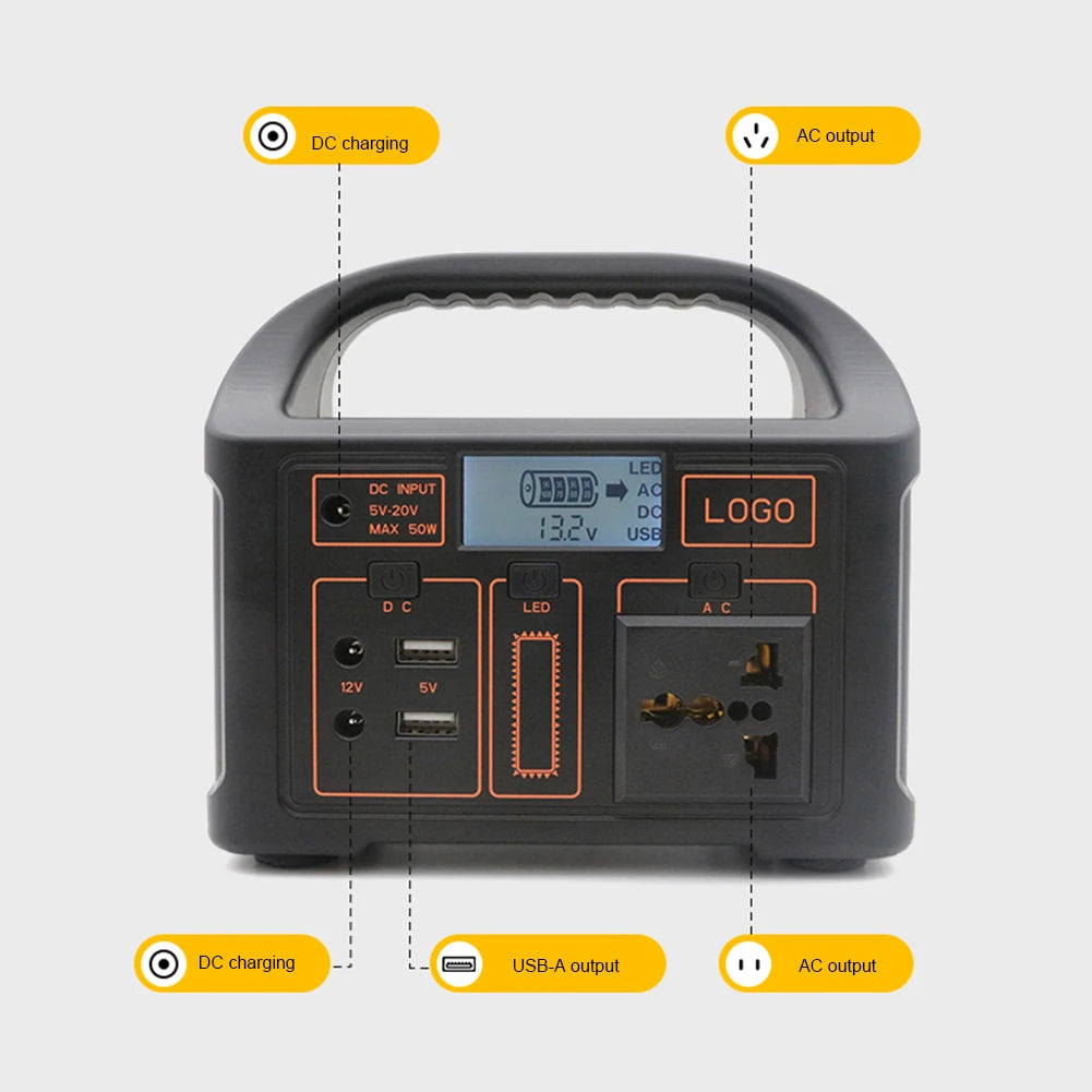 100W Portable Solar Power Station 110V/220V LED Display Battery Power  Generator Outdoor Power Supply RV Emergency Power Bank