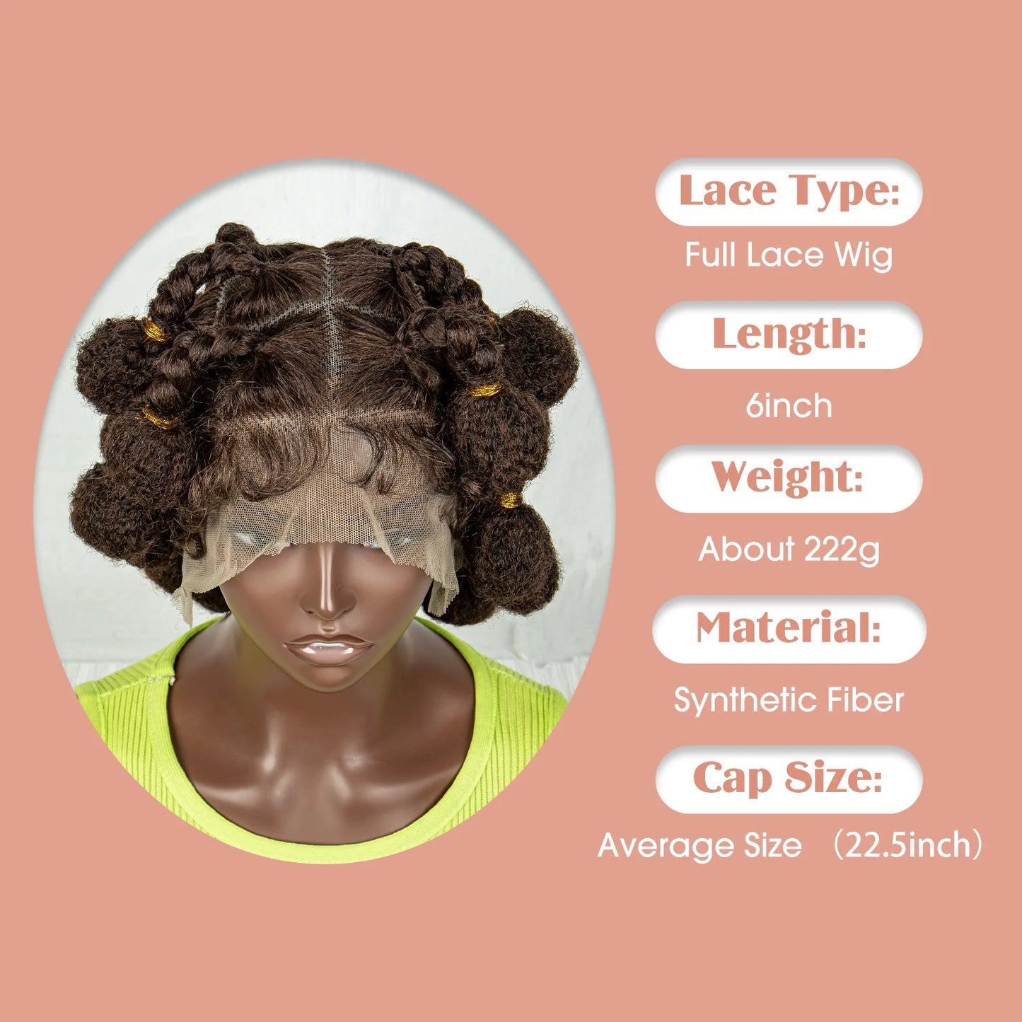 New Style Synthetic Full Lace Short Bantu Braided Wig Knotless Box Braided Wigs for Black Women Handmade Cornrow Braided Wig