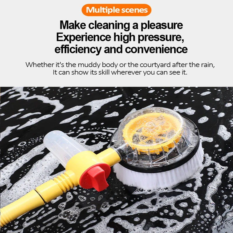 Car Wash Brush Kit with a 360 Degree Automatic Rotating Adjustable Dip Wash Brush High Pressure Washer for Vehicle Cleaning