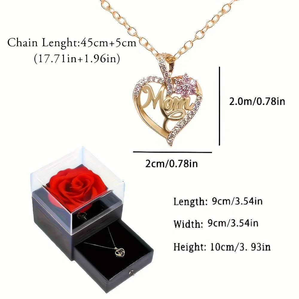 Mom & Wife Luxurious Heart Pendant Necklace in Gift Box