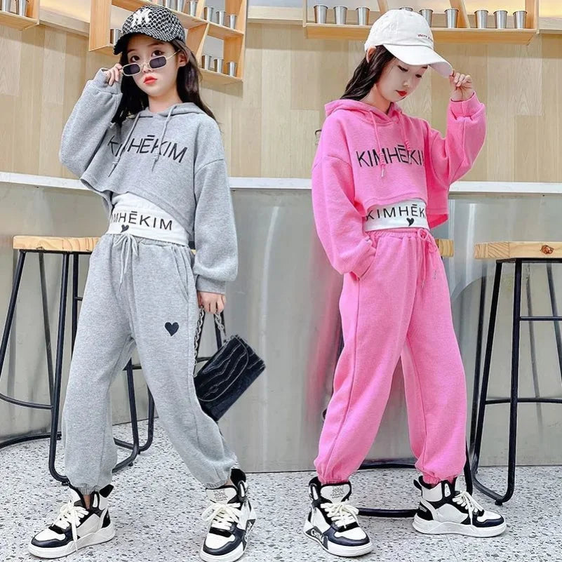 Girls Casaul Fashion Korean Style Tracksuit Kids 3pcs Vest+Hoodie+Pants Sport Suits Teenage 5-14 Years Girls Clothing