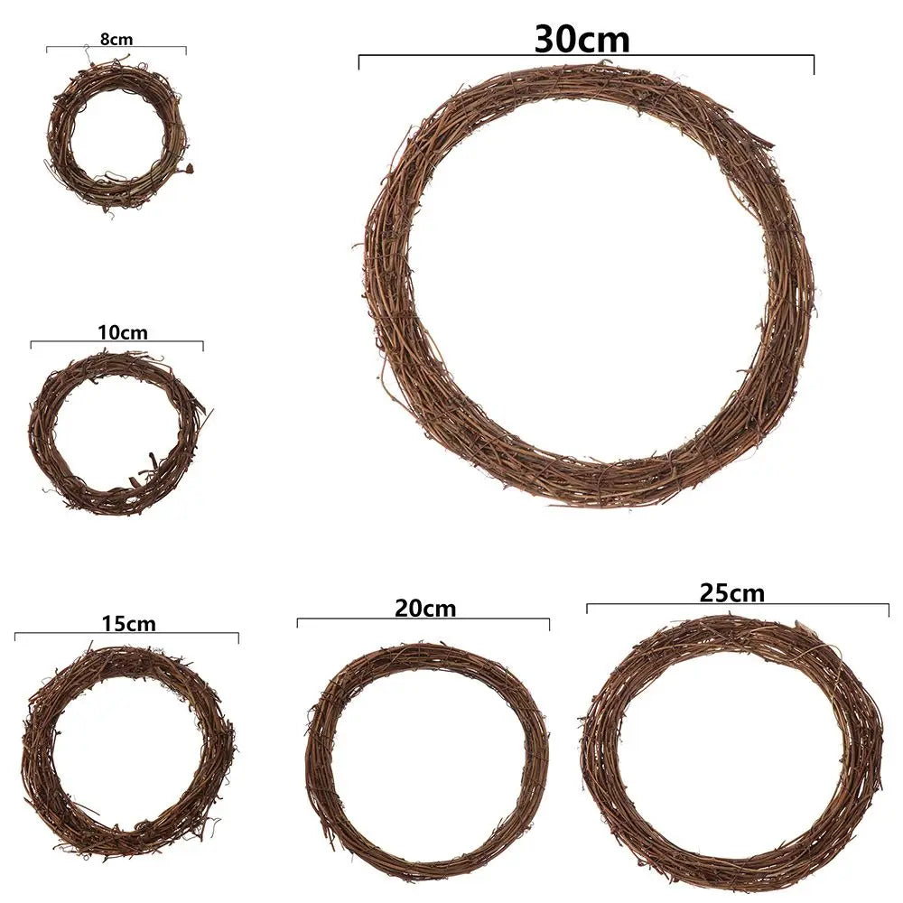 10-30CM Round/Heart  Shape Sepak Takraw Wreath Wicker Rattan Garland Door Hanging Decor