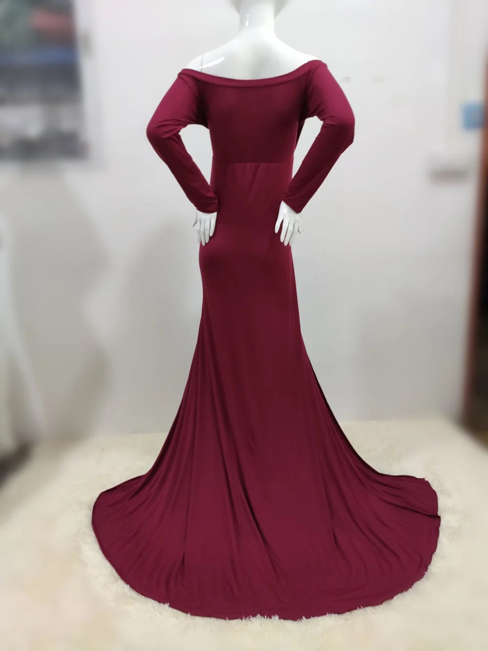 New Off Shoulder Long Sleeve Maternity Dresses Fitted Sheath Pregnancy Dress Photo Shoot Vestidos De Fiesta De Noche