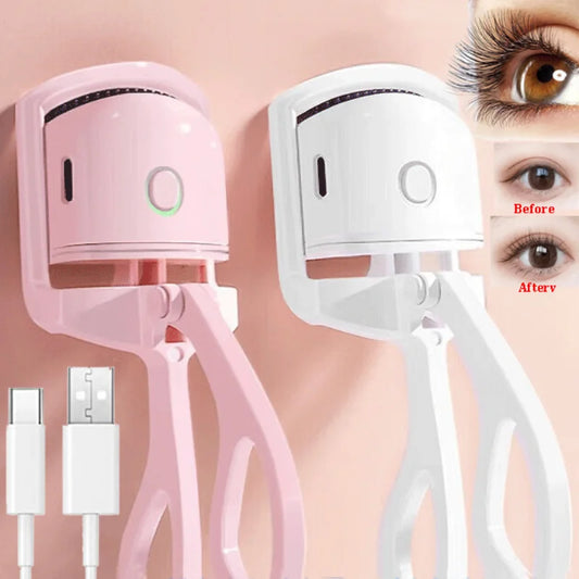 "Electric Heated Eyelash Curler - Temperature Control & Long-Lasting Curls"