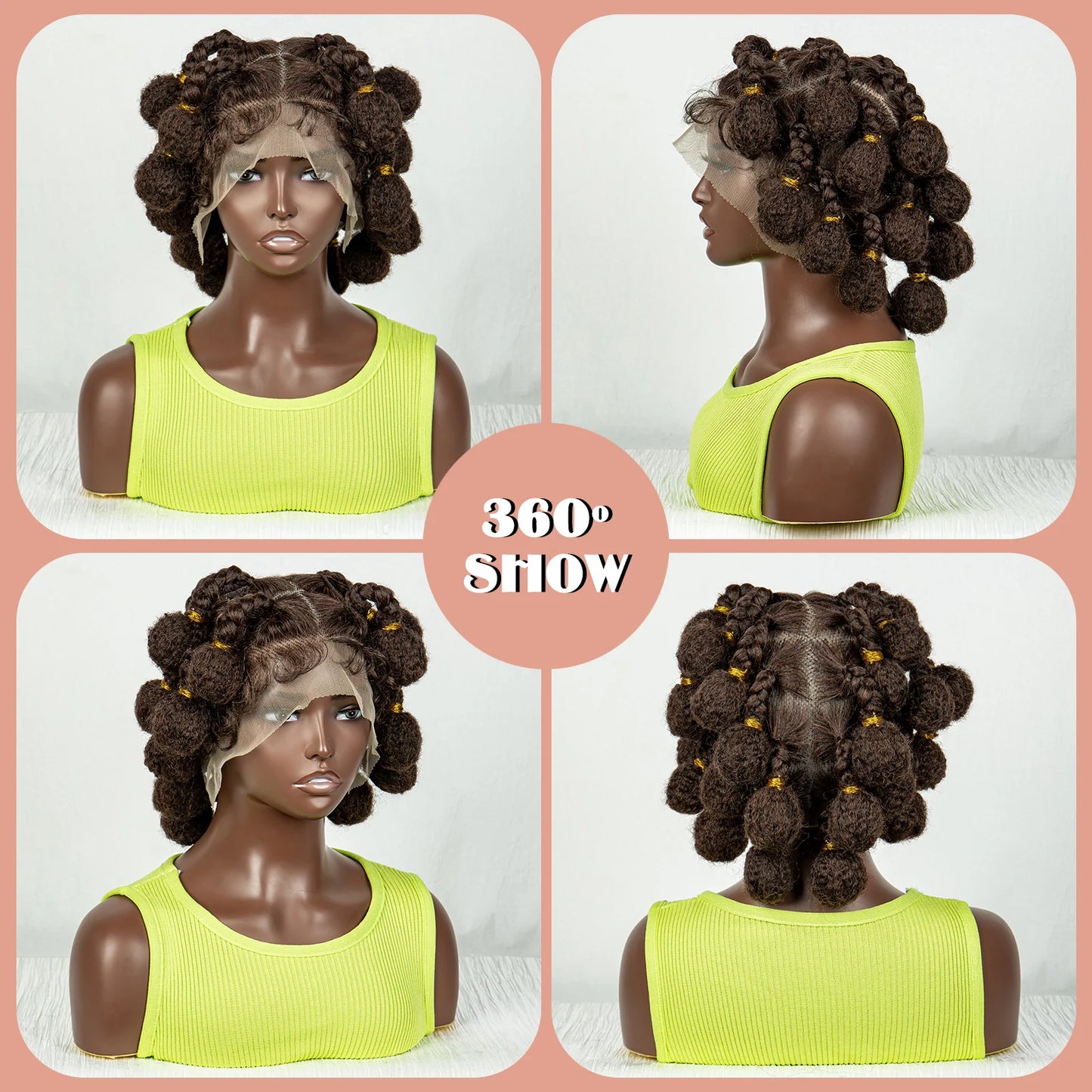 New Style Synthetic Full Lace Short Bantu Braided Wig Knotless Box Braided Wigs for Black Women Handmade Cornrow Braided Wig