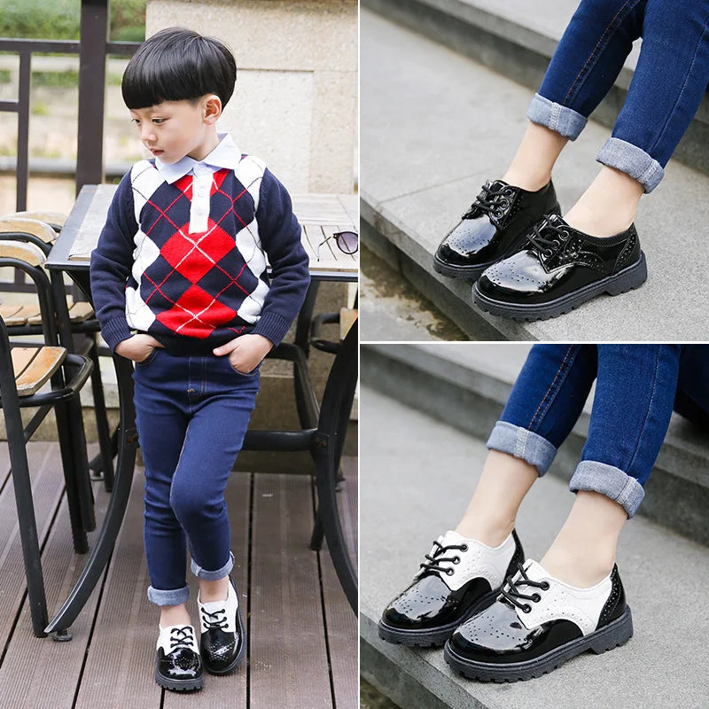 2024 New Spring Summer Autumn Kids Shoes For Boys Girls British Style Children's Casual Sneakers PU Leather Fashion Shoes Hot