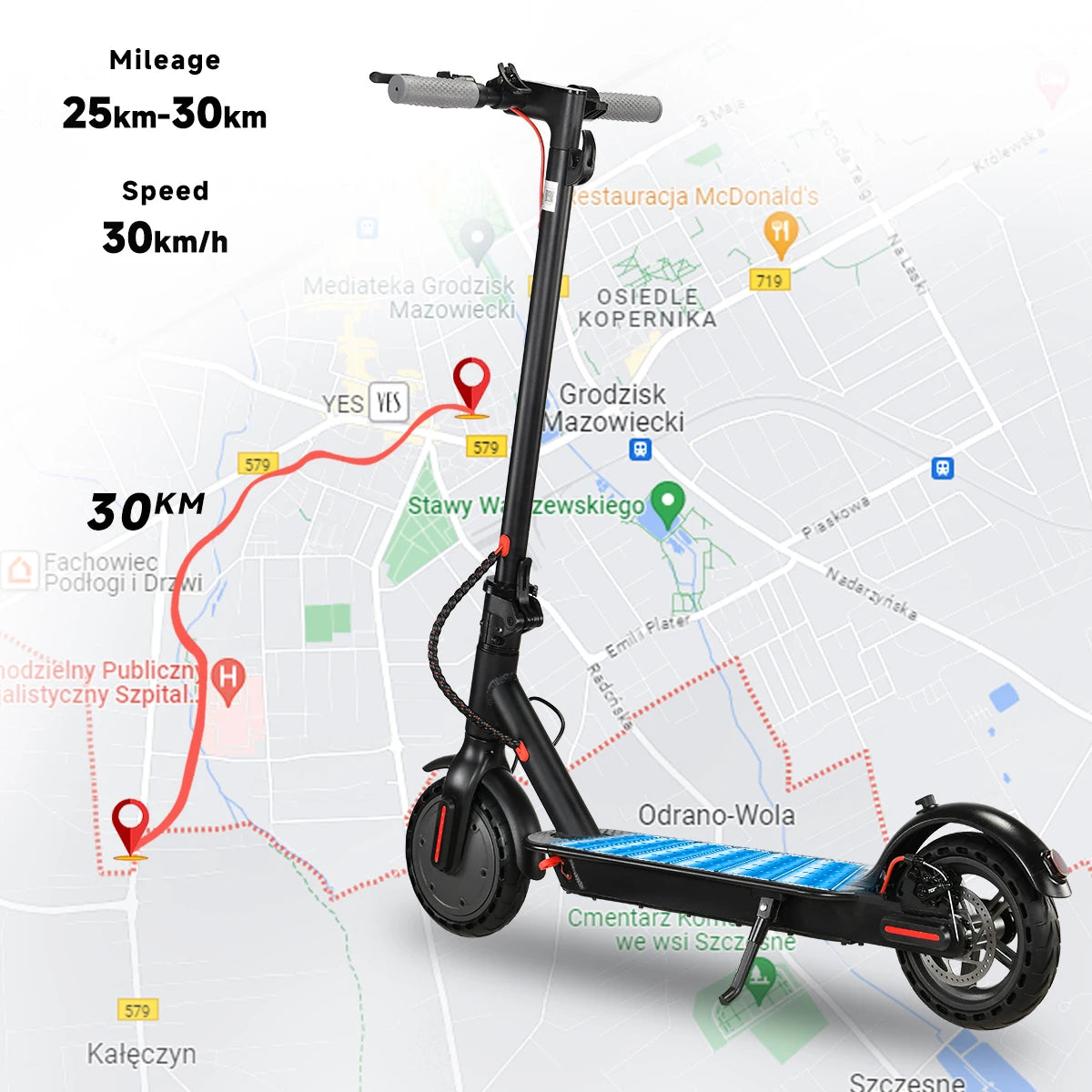 "350W Adult Electric Scooter - 36V, 10.4Ah, 30km Range, Lightweight with App"