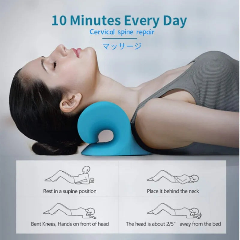 Neck Shoulder Stretcher Relaxer Cervical Chiropractic Traction Device Pillow for Pain Relief Cervical Spine Alignment Massage