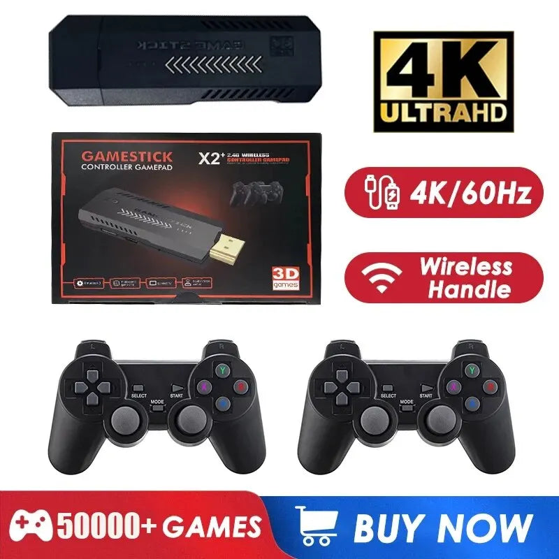 X2 Plus 256G 50000 Game GD10 Pro 4K Game Stick 3D HD Retro Video Game Console Wireless Controller TV 50 Emulator For PS1/N64/DC