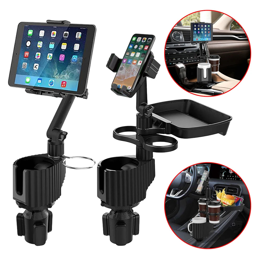 5 in 1 Car Tablet Stand Cup Holder Expander Multifunctional Adjustable Drinking Bottle Bracket Removable Mobile Phone Holder