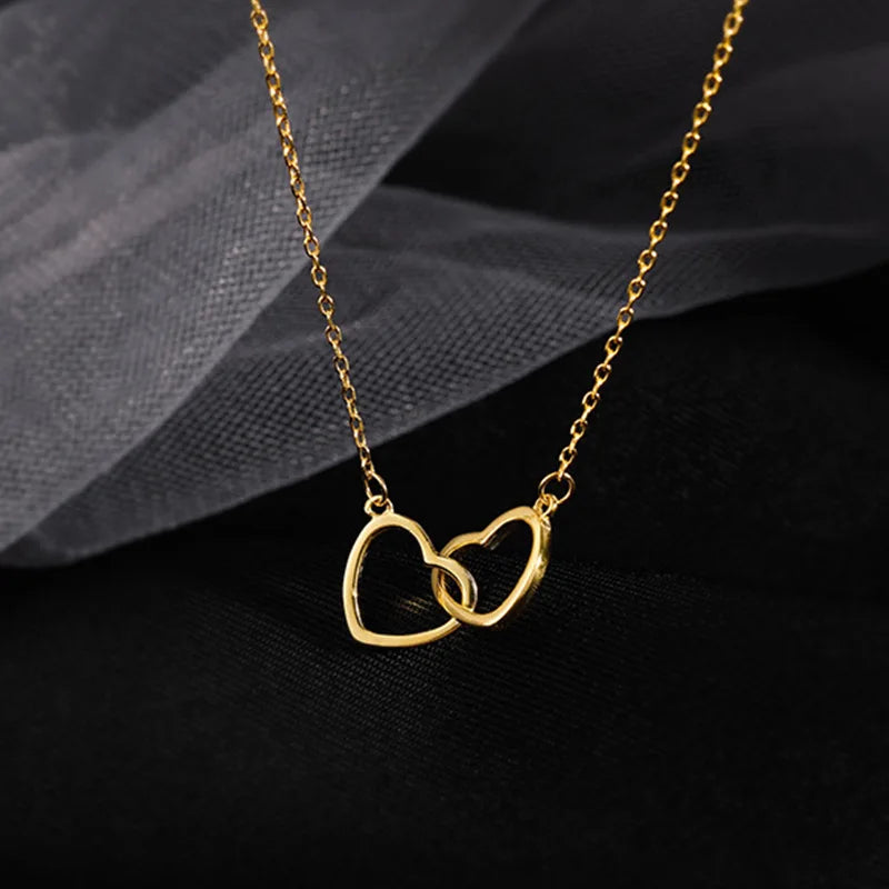 One Pieces Mother's Day Gift Steel Chain Heart Necklaces for Women Girls Minimalist Bijoux Cheap Items with Free Shipping