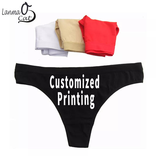 Women Sexy Custom Printing G string Underwear Cotton Panties for Lady Breathable Thongs Underwear Lingerie Underpant Plus Size