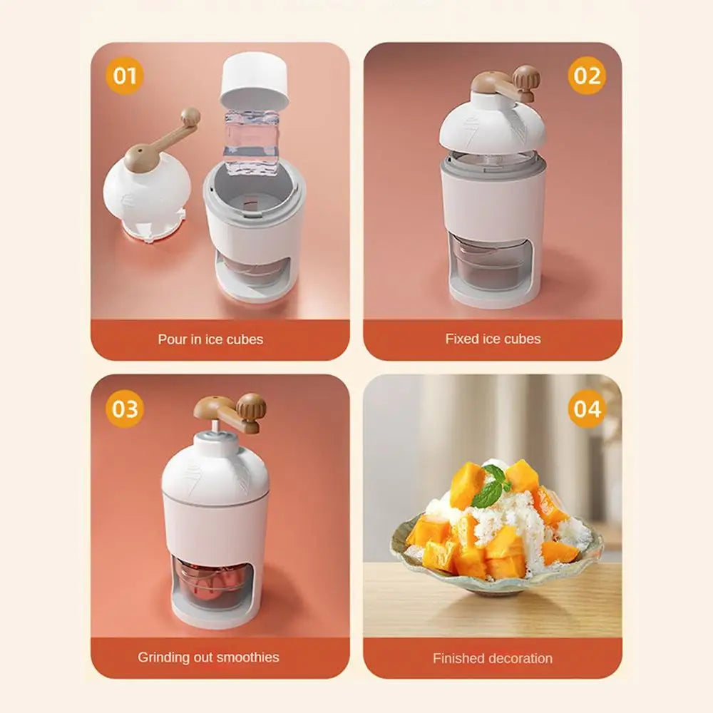 Hand Ice Crusher Abs+stainless Steel The Whole Machine Can Be Washed Shaved Ice Stainless Steel Blade With Molds 500ml