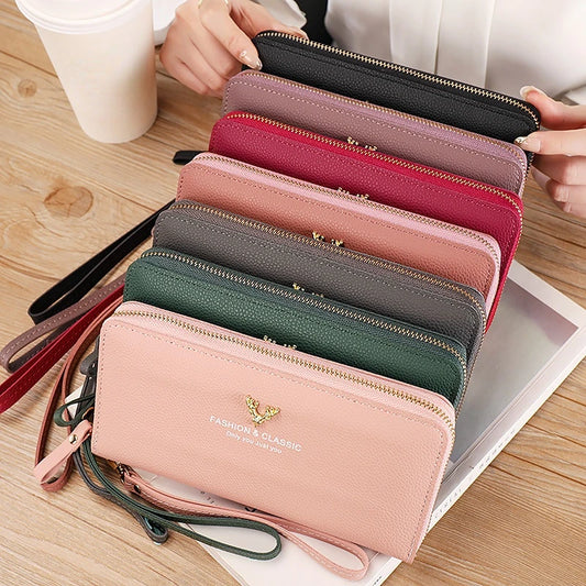 New Wallets Zipper Coin Purse Lady Long Short Purses Handbags Women Clutch Cards Holder PU Leather Moneybag Billfold Wallet