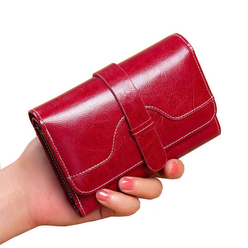 High Quality Women's Genuine Leather Wallet Female RFID Anti Theft Card Holder Coin Purse Wallets for Women Clutch Bag