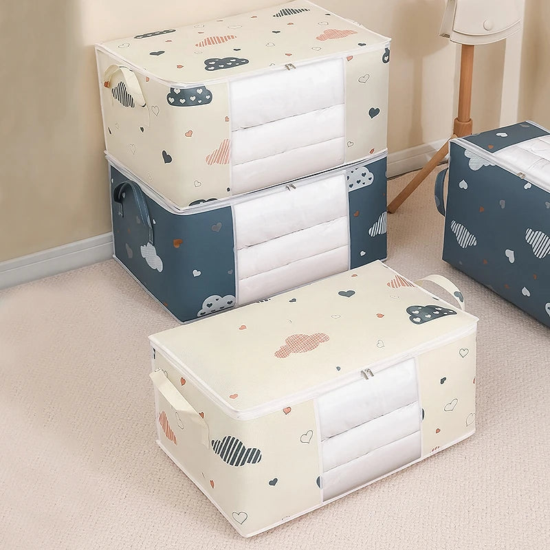 Quilt Clothes Storage Bag Big Capacity Duvet Blanket Sorting Bags Dustproof Closet Under-Bed Storage Moisture Proof Organizer