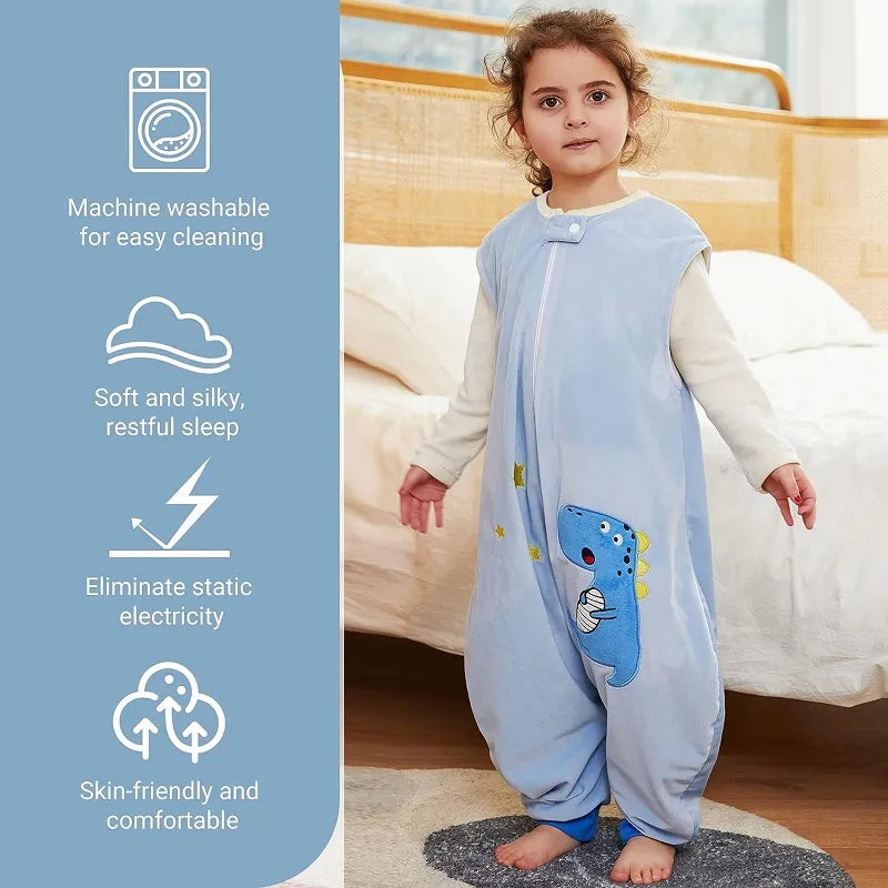 MICHLEY Unisex Cartoon Children Baby Sleeping Bag Sack With Feet Sleeveless Sleepwear sleepsack Pajamas For Girls Boys Kids 1-6T