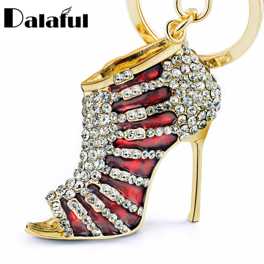 Charm High heel Shoes Keyrings Keychains Exquisite Crystal Trendy Purse Bag Buckle Pendant For Car key chains Jewelry K220