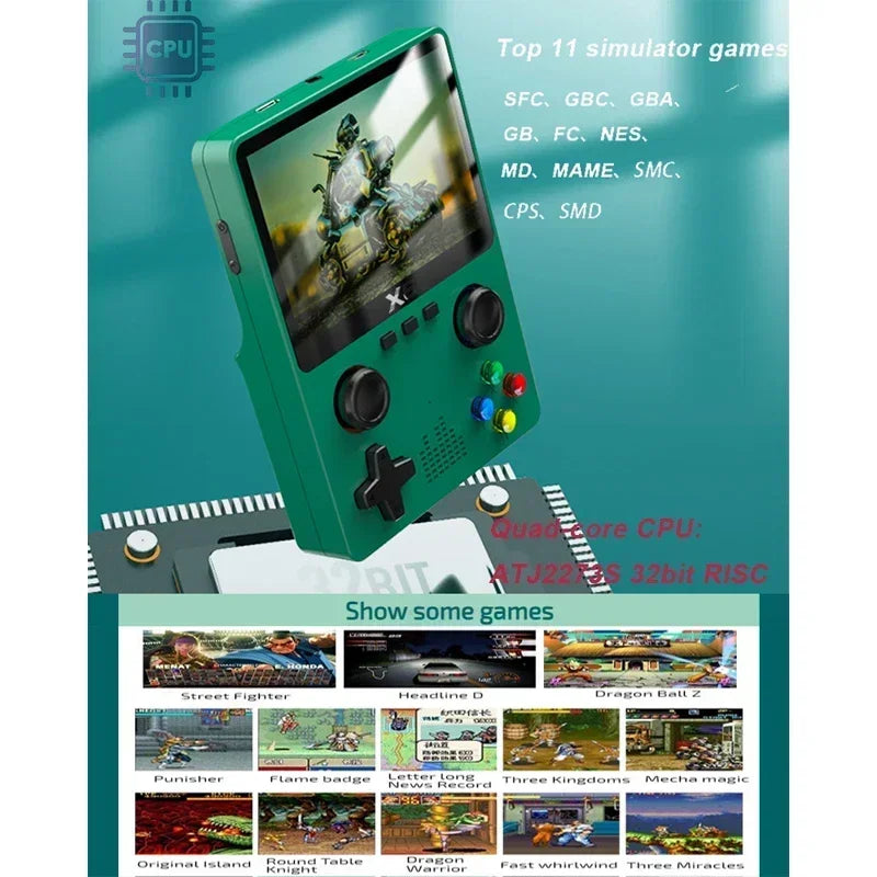 NEW X6 Retro Portable Console 128G 30000+GAMES 3.5" Screen 2000mAh Battery 640x480 For SFC GBC GBA Handle Connection Mini Arcade