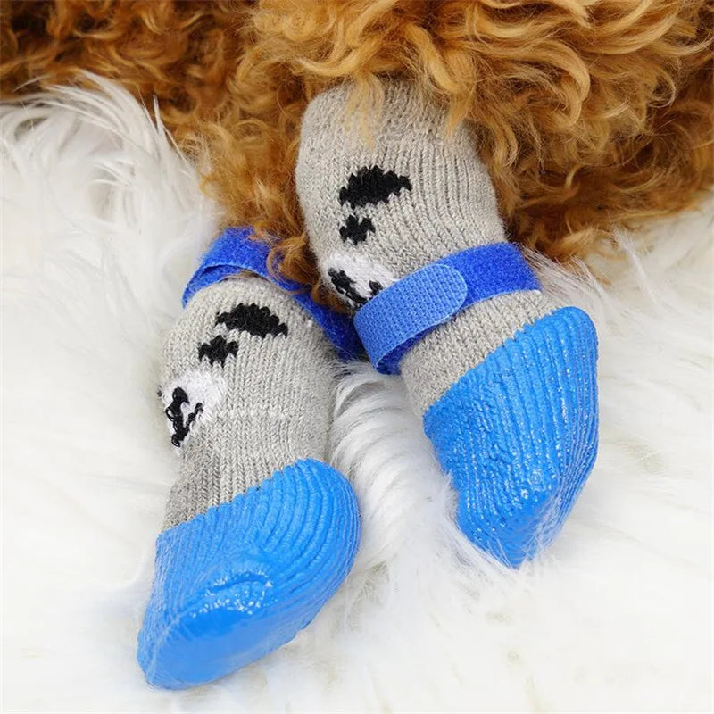 Dog Cat Boots Shoes Socks Waterproof Dog Shoes Rain Snow Pet Booties Anti-Slip Small Puppy Sock Shoes with Adjustable Drawstring