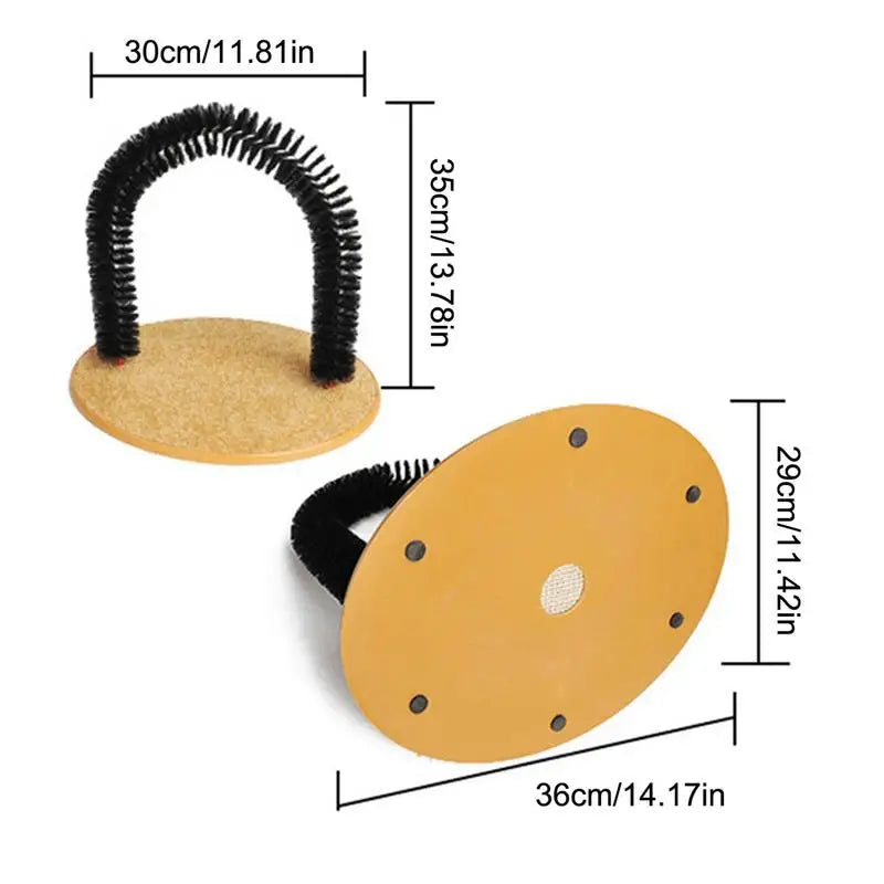 Cat Massage Toy Brush Scratcher For Pets Scratching Devices Arch Door Cat Self Groomer With Round Stable Fleece Base