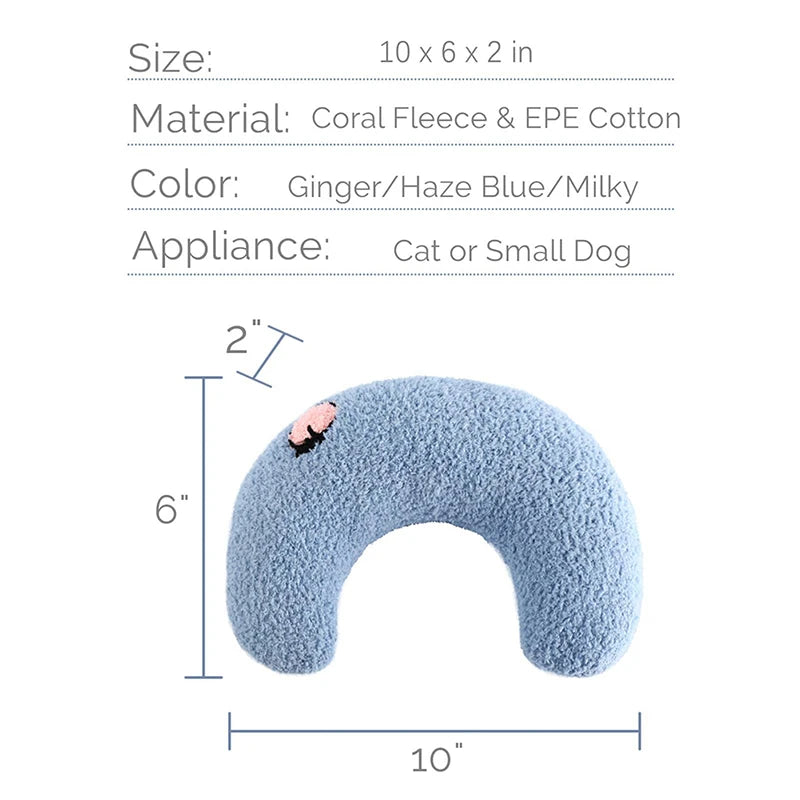 Pet Sleeping Pillow Ultra Soft Fluffy Dog Cat Fashion Cute U-shaped Pillow Calming Deep Sleep Toy Headrest Small Animals Supplie