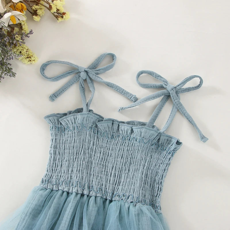 Newborn Baby Girl Clothes Spaghetti Straps Smocked Rompers with Tutu Skirt Toddler Bodysuit+Headband